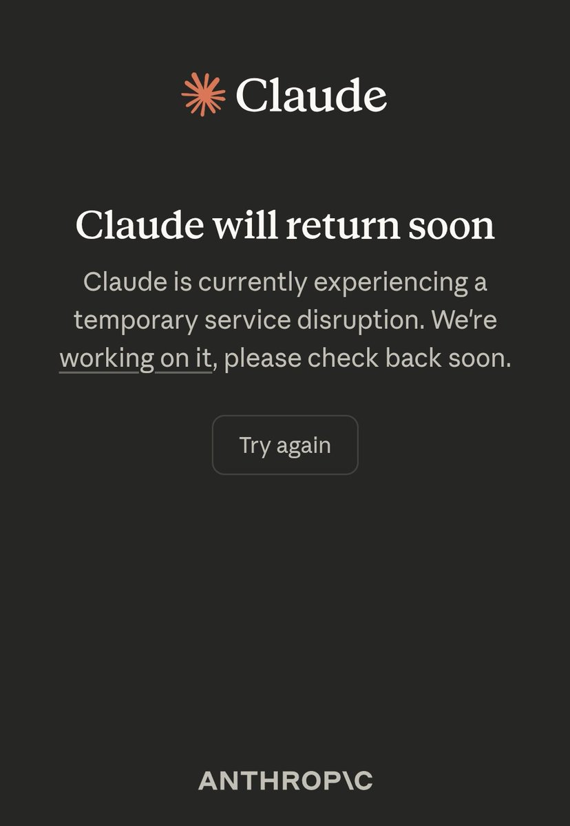 Mayday Mayday 
Claude is down

I repeat, Claude is down!

Activate Restore Now!