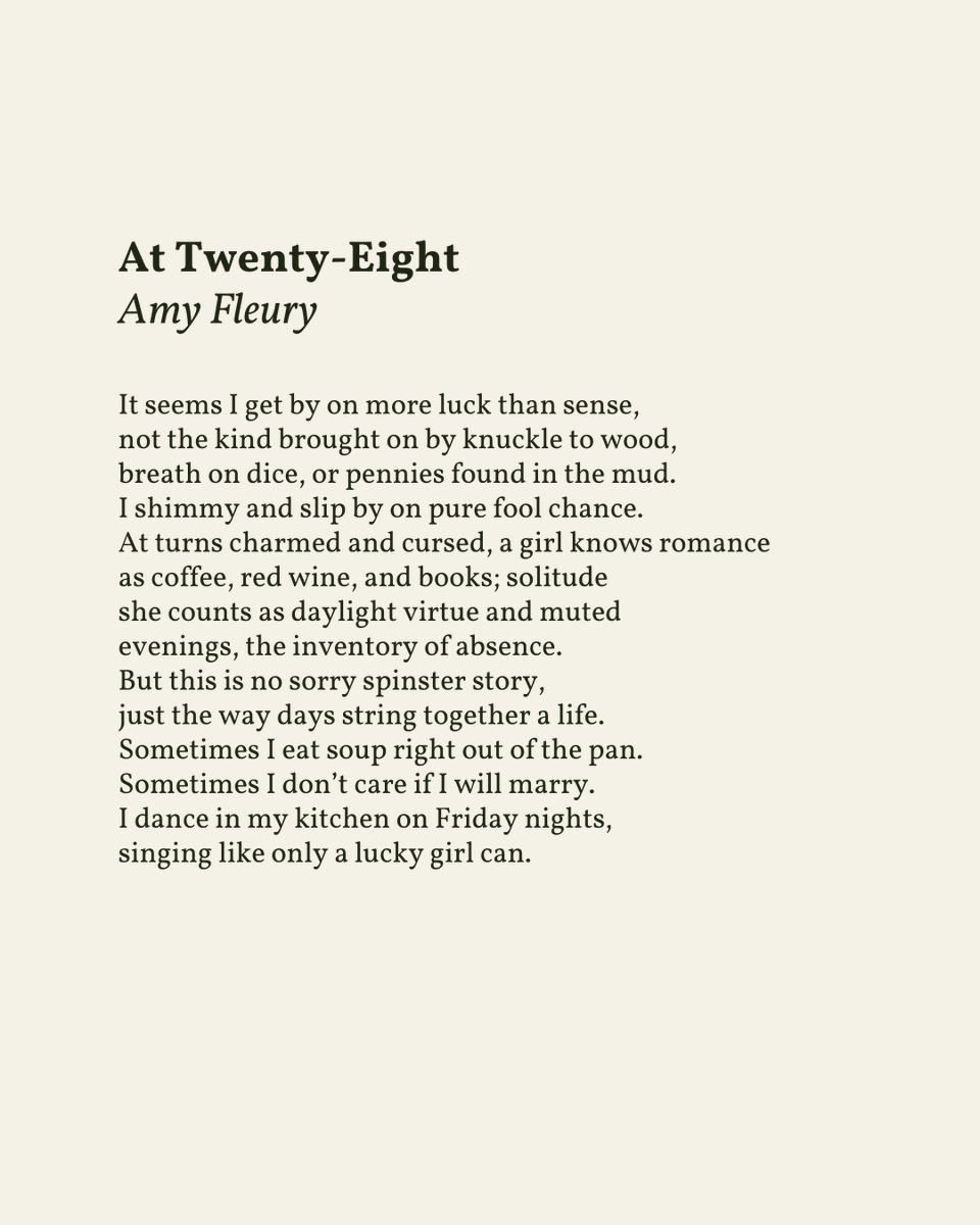 readalittlepoem's tweet photo. “I dance in my kitchen on Friday nights, / singing like only a lucky girl can. ”

— Amy Fleury

.
.
.

This poem appeared in Southern Poetry Review, Volume 41:2, Fall/Winter 2002. Shared here with deep gratitude. https://t.co/FgacTqd2zs