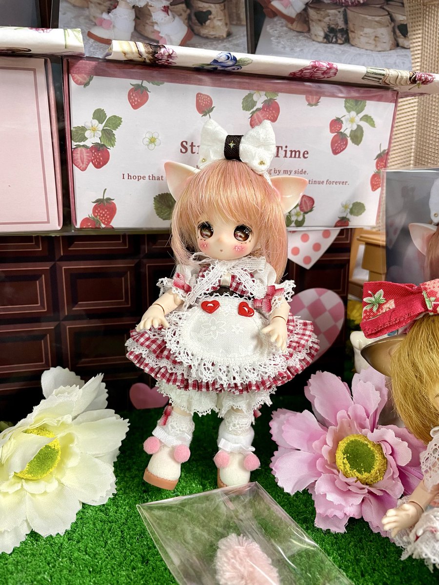 お花のバスケットと双子の子猫ちゃん♡エキゾチック♡アートドール♡ぬいぐるみ♡