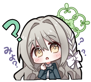 ミヨちゃんがみよ？っとしているスタンプ