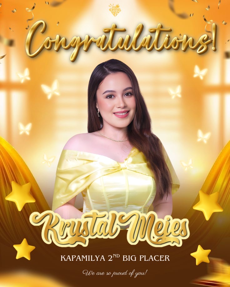 _teamkrystalofc's tweet photo. SO SO PROUD OF YOU, KRYSTAL 🥹💛

Our Kapamilya 2nd Big Placer of PBB Collab 2.0! ✨ 

You showed grace, strength, and a heart so genuine inside that house. Win or not, you already proved how loved and powerful you are.

Shine brighter than ever, Tala. This is just the beginning. 🌟💫

#KrystalMejes | @krystamejesz