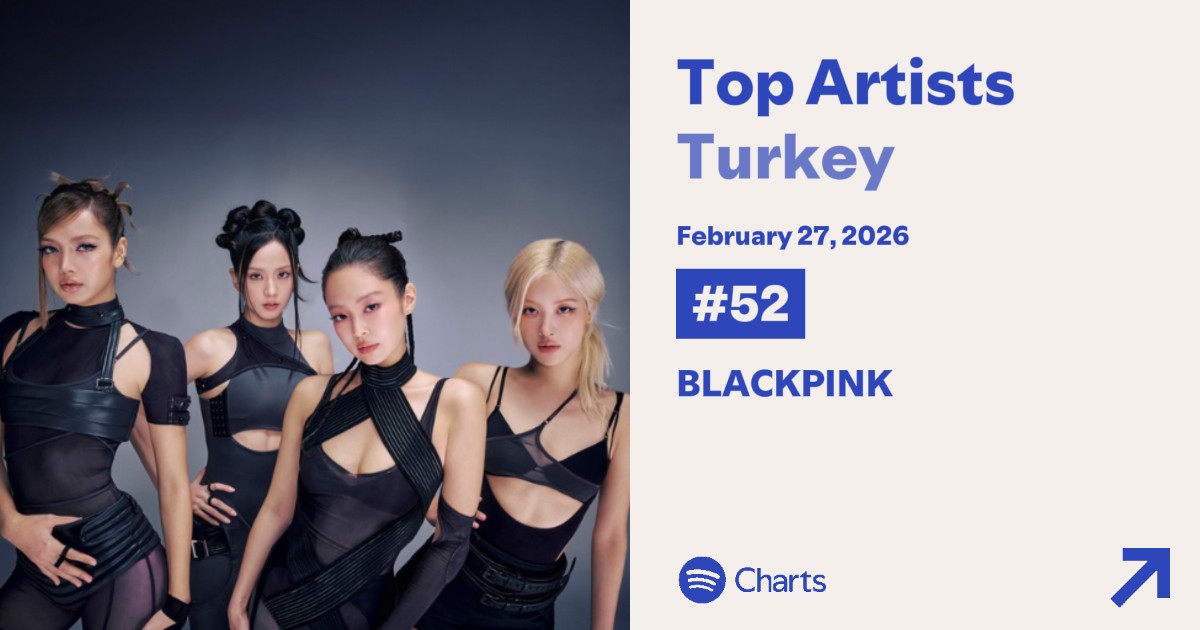 🇹🇷 Blackpink Spotify Top Artists Türkiye Chart listesine #52 numaradan tekrar giriş yaptı