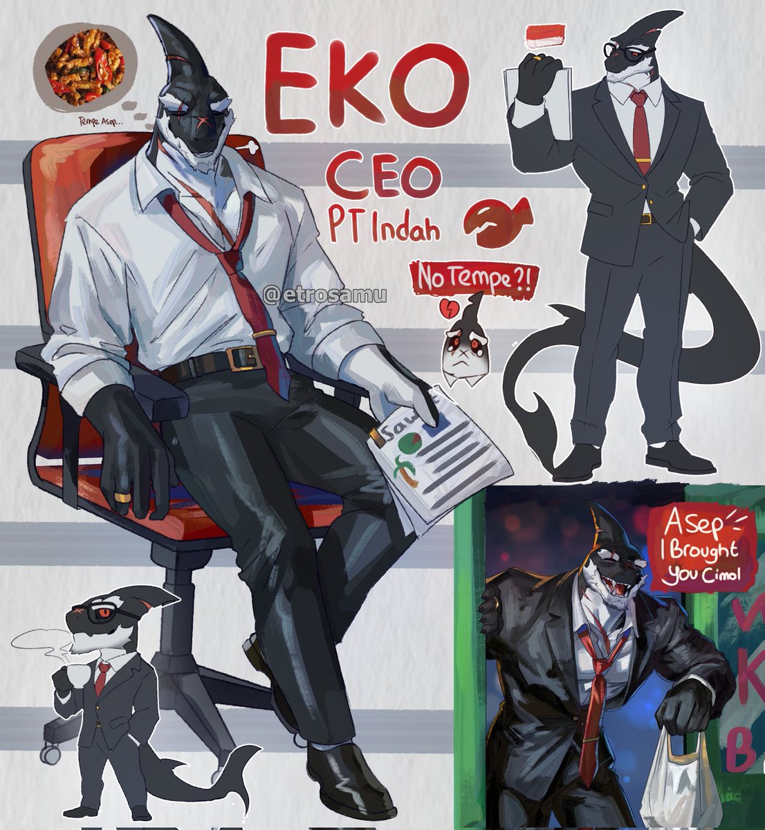 Etrosamu's tweet photo. Meet Eko, an CEO who acts carefree worker outside his work, he's a regular at warteg asep and love Tempe oreg https://t.co/6tUPHTyhyy
