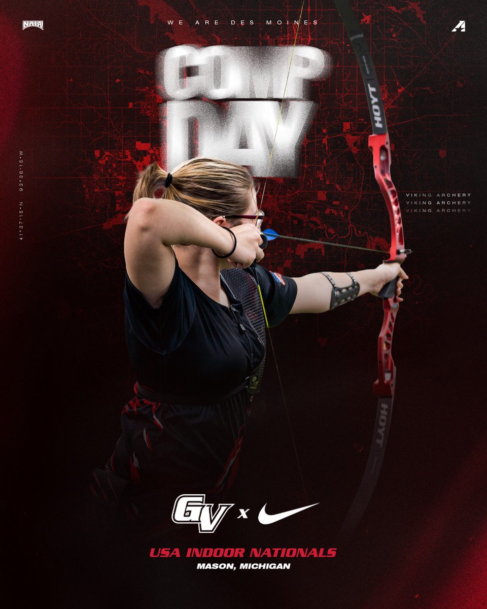 VikingAthletics's tweet photo. ARCHERY πΉ| #COMPDAY
π| USA Indoor Nationals
π| Mason, MI
β°| All day
π| https://t.co/IgQlPrkNCs
#WEAREDSM | #TheRightWayToPlay https://t.co/jN72uGVPAp