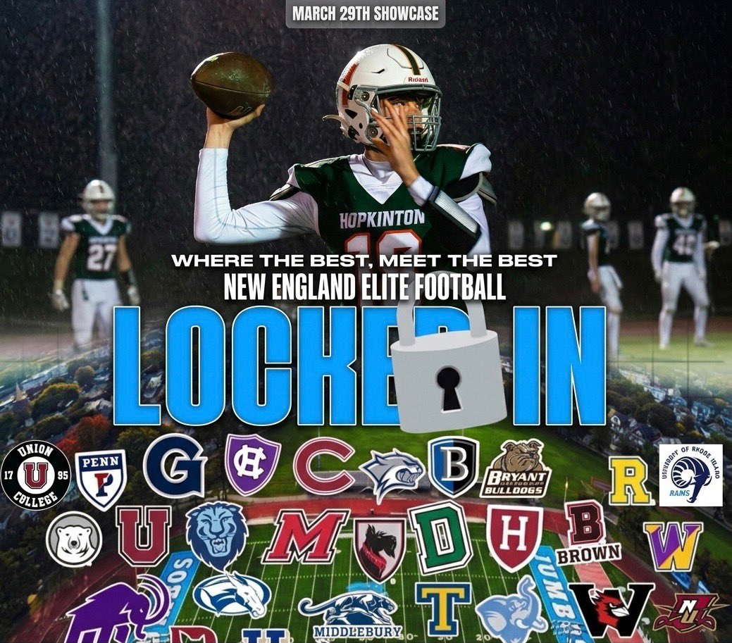Cblinn66's tweet photo. Pumped to compete at the upcoming showcase on 3/29 with @Elite_FBClinics! Time to get Locked In and represent Hopkinton against the best in New England. https://t.co/fp08bW56Fe