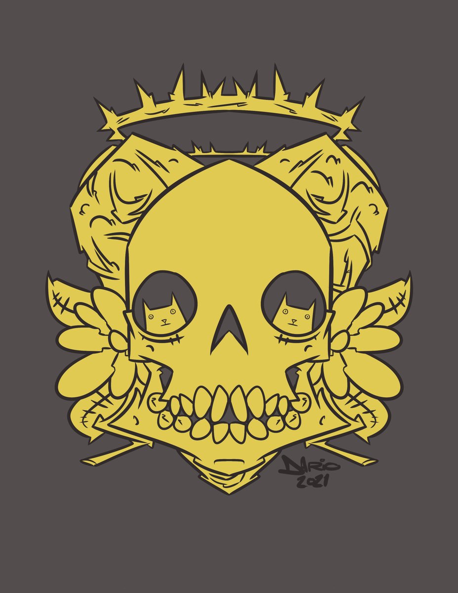 drawddario's tweet photo. Little Mary - Primary Colors / Yellow Print 
@wacom @Tourboxtech #drawing #illlustration #life #death #art #cats #skull https://t.co/cpjca6THbF