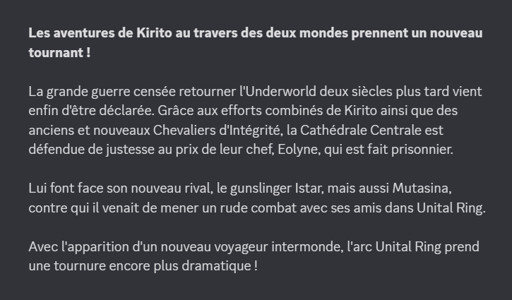 SAOFullDive's tweet photo. Synopsis de « Sword Art Online Volume 29 - Unital Ring VIII », à paraître le 10 Avril 2026 au Japon !  

‼️ SPOILERS ‼️ https://t.co/Tau9GIGxd4