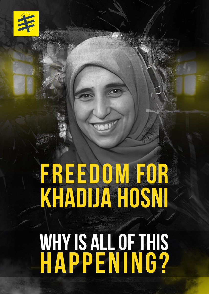 Khadija was detained on September 7, 2023, and forcibly disappeared for six days. She reappeared on September 12, 2023, before the Supreme State Security Prosecution to face the same charges as thousands of other Egyptians.

#FreeThemAll 
#Egyptian_hell