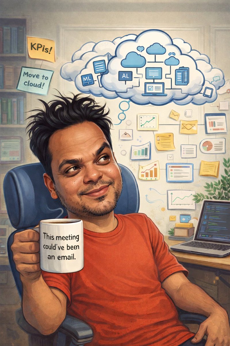 MotiRakam's tweet photo. Try this prompt with ChatGPT:

Create a caricature of me and my job based on everything you know about me. #ChatGPT https://t.co/HRFI06oRw4