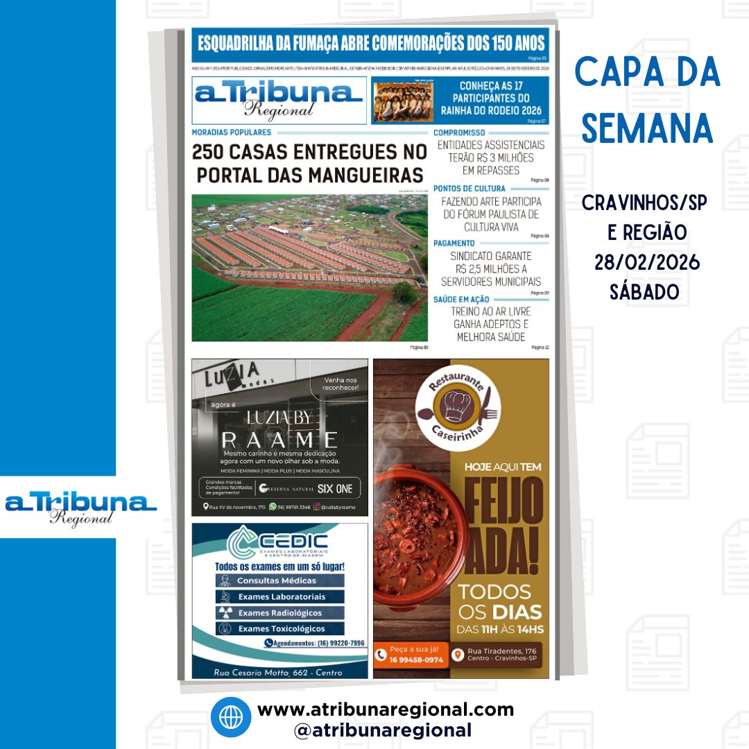 ATribunaRegSP's tweet photo. A Edição desta semana já está disponível, corre lá, pegue seu exemplar e fique por dentro de tudo que acontece!!!

Já nas bancas e pontos de venda. ⠀
Fique atualizado com as notícias da cidade e região e garanta já seu exemplar!
 #Cravinhossp  #atribunaregional #noticias https://t.co/pLe6TAh9Sc