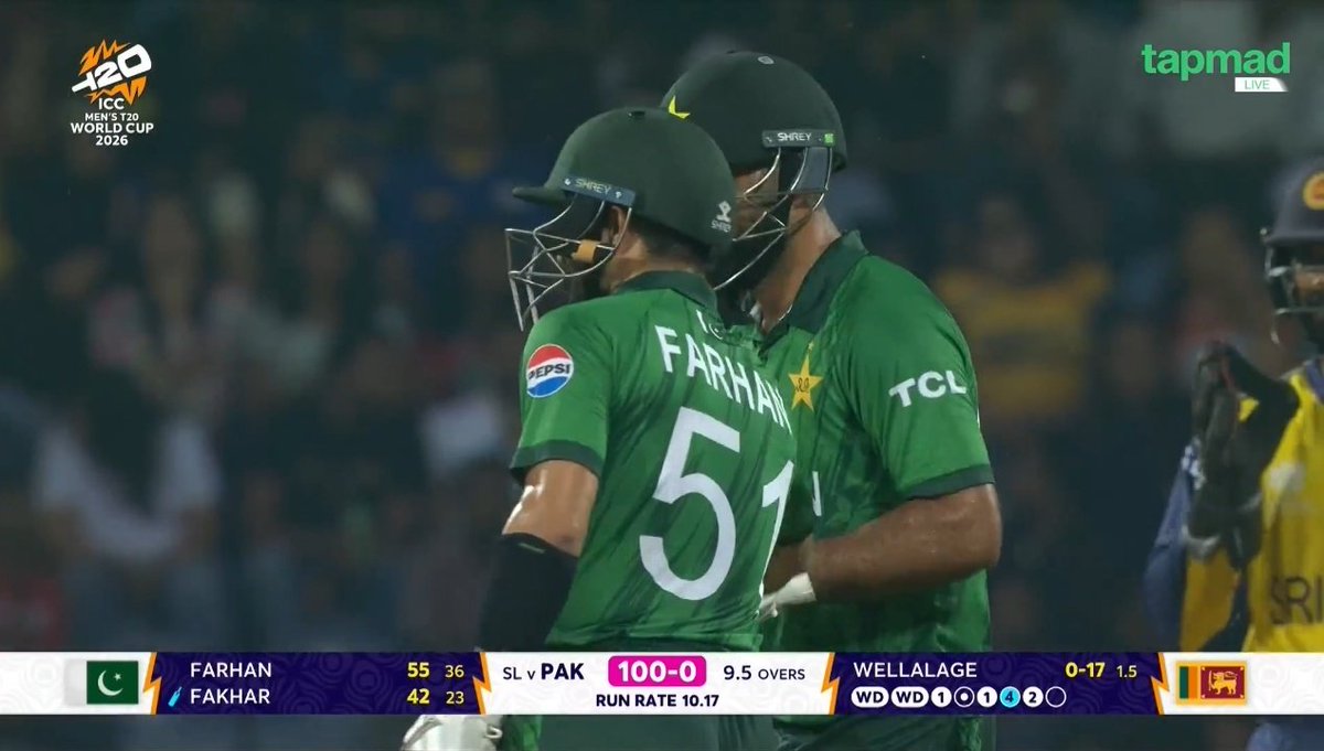 100 runs partnership between Fakhar and Farhan
Come on Boys 💥

#pakvsSL #t20worldcup