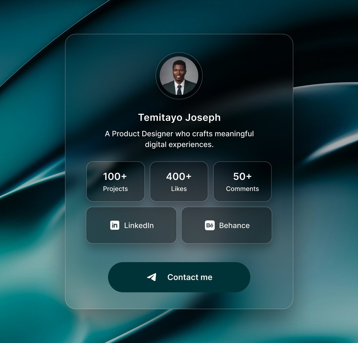 Purityjoseph06's tweet photo. Day 6/30!
--Dark Glass Profile Concept💆♂️
Consistency >> Motivation
So today, I explored modern glassmorphism interface. I focused on depth, contrast and visual hierarchy.
Feedback are much appreciated guys.
Please comment and like
#ProductDesign #30DaysOfUI #Designchallenge https://t.co/ZTgW5PC1nj