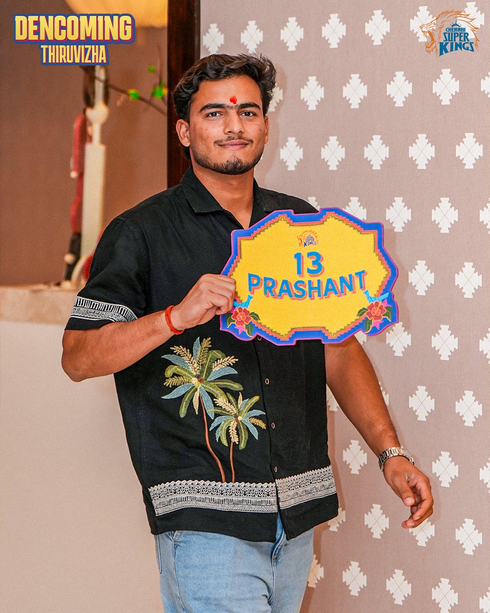 ChennaiIPL's tweet photo. 1️⃣3️⃣ and Yellove  - Our Favourite Combo! 💛🥹

Welcome to the den, Prashant Veer!🦁

#WhistlePodu #Dencoming https://t.co/6ZD8c4eMcx