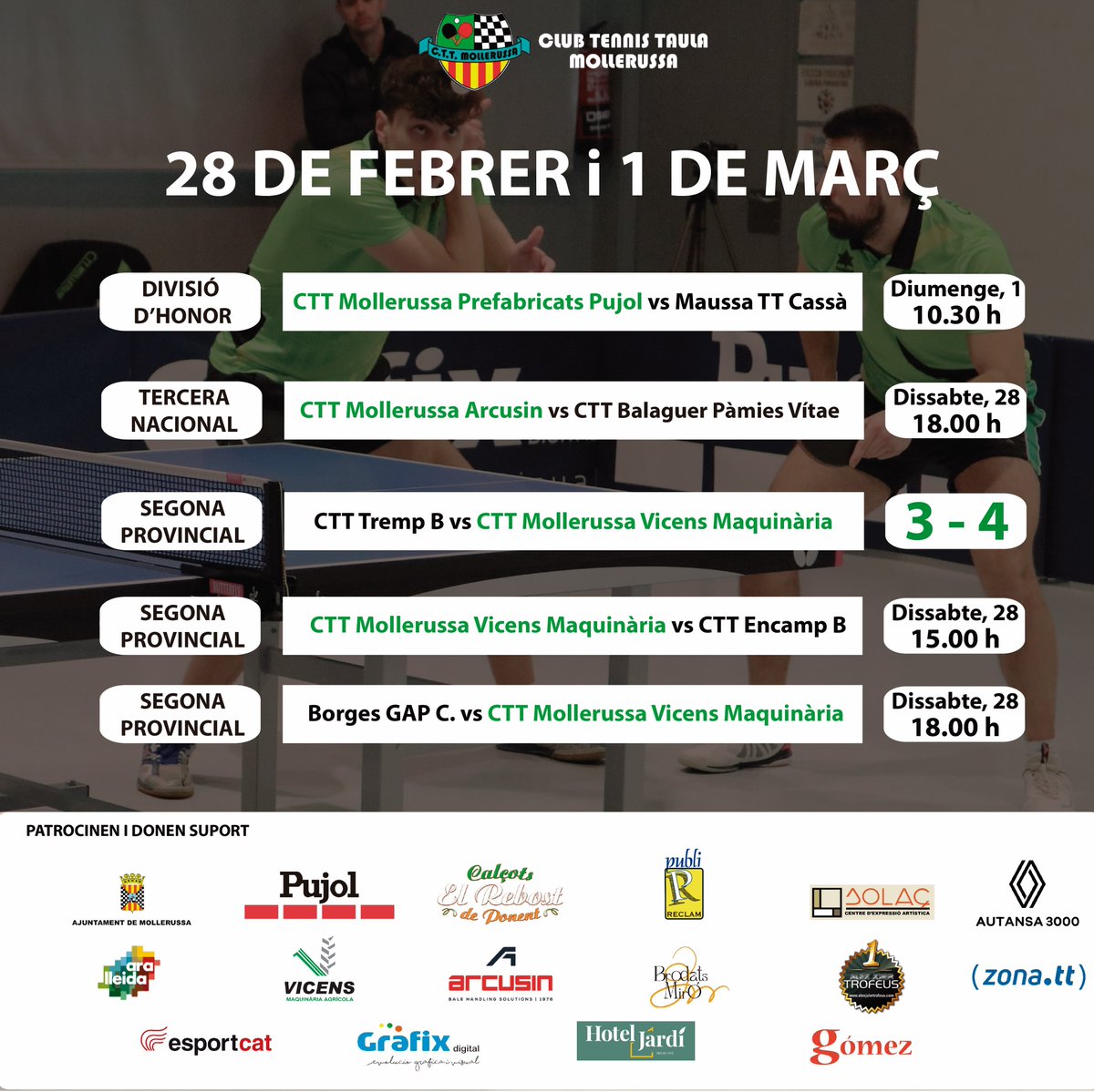 CTTMollerussa's tweet photo. 🗓️ AGENDA! https://t.co/LoFqMd5dPy
