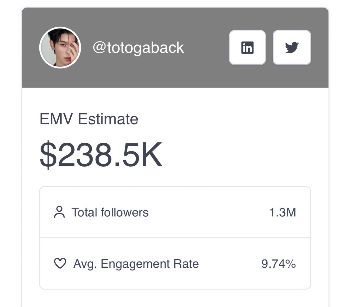 EMV ของน้องออฟโรดเดือนกุมภา ㅡ ทางเว็บวิเคราะห์ออกมาว่าน้องได้ excellent ทุกข้อเลยนะคะ มีข้อเดียวที่ได้ Good คือ comment ค่ะ ทางเว็บเทียบกับแอคที่ยอดฟอลเท่ากัน เวลาน้องลงรูปอย่าลืม like, comment, repost และกด share กันนะคับ 💪🏻