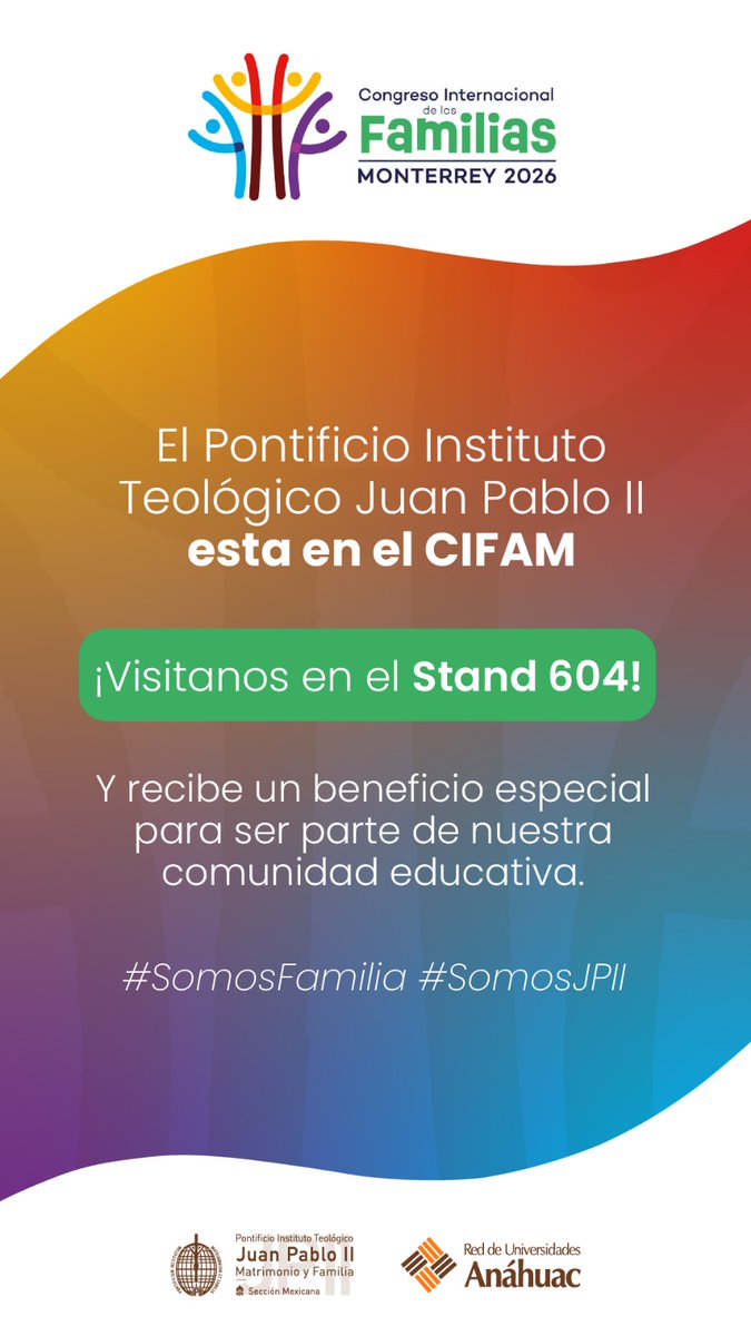¡Te esperamos en el stand 604 del <a href="/CIFAMMexico/">CIFAM MÉXICO</a> ! ✨

Visítanos y recibe un beneficio especial para ser parte de nuestra comunidad educativa.

#SomosFamilia #CIFAM #InstitutoJuanPabloII