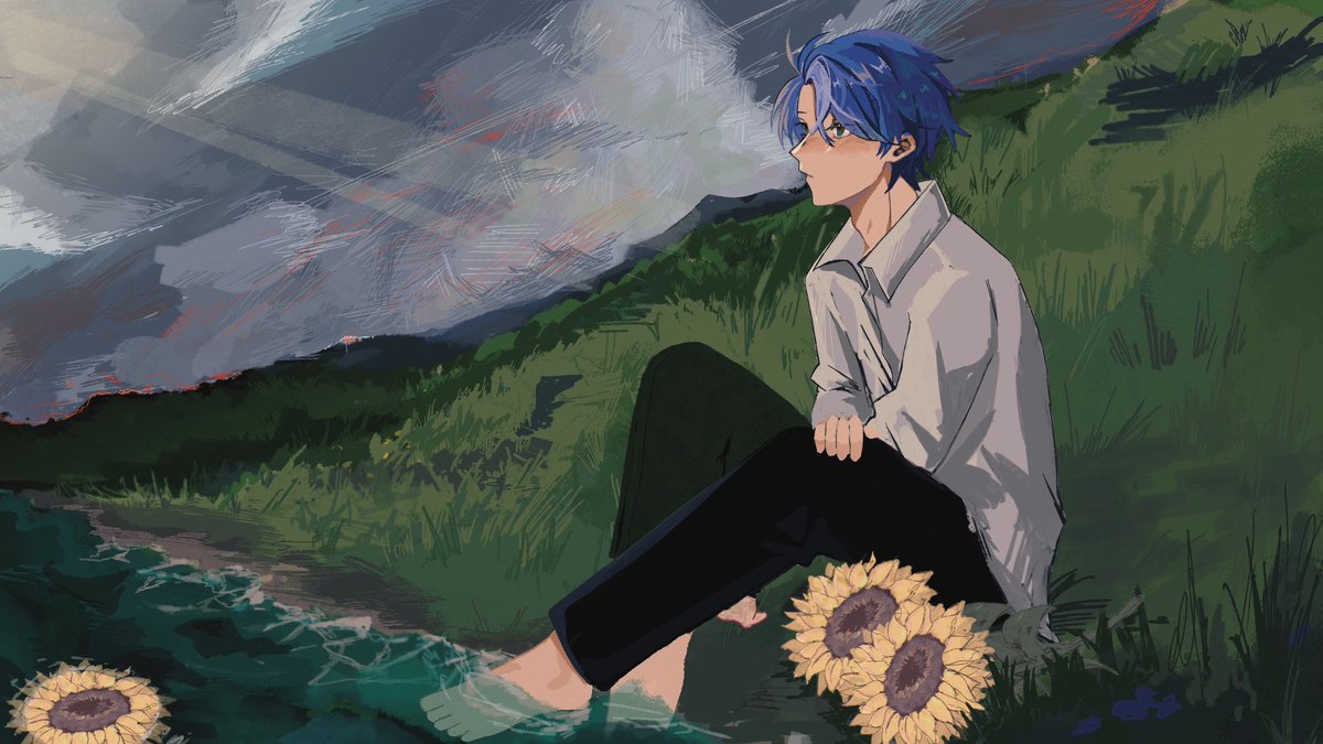 こちらお友達の歌みたのイラスト描きました🎶