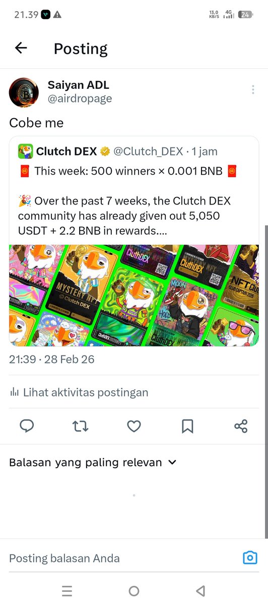 airdropage's tweet photo. @Clutch_DEX 0x6282BAf1Bea98a7fe68493f353A266a986eC65D6 https://t.co/ksbvL7hTId