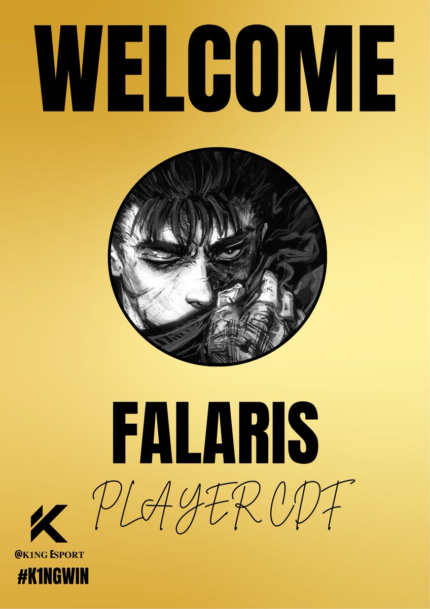 𝐖𝐄𝐋𝐂𝐎𝐌𝐄 𝐅𝐀𝐋𝐀𝐑𝐈𝐒 ! 🗡️

K1NG <a href="/ViqzGraph/">Falaris69_</a>  | 700 pr | CDF

Après le malheureux départ d'un de nos cdf il fallait rendorcer le Roster du centre de formation ! ⚔️

Merci a lui pour sa confiance et nous avons hâte de retrouver sa pov en cast ! 👀

#WeAreK1ng 👑
