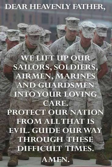 Pray for our troops and their families.  May they have wisdom to deal with any situation that arises.  Protect them with the blood of Jesus 🙏🏻🙏🏻🇺🇸🇺🇸🇺🇸