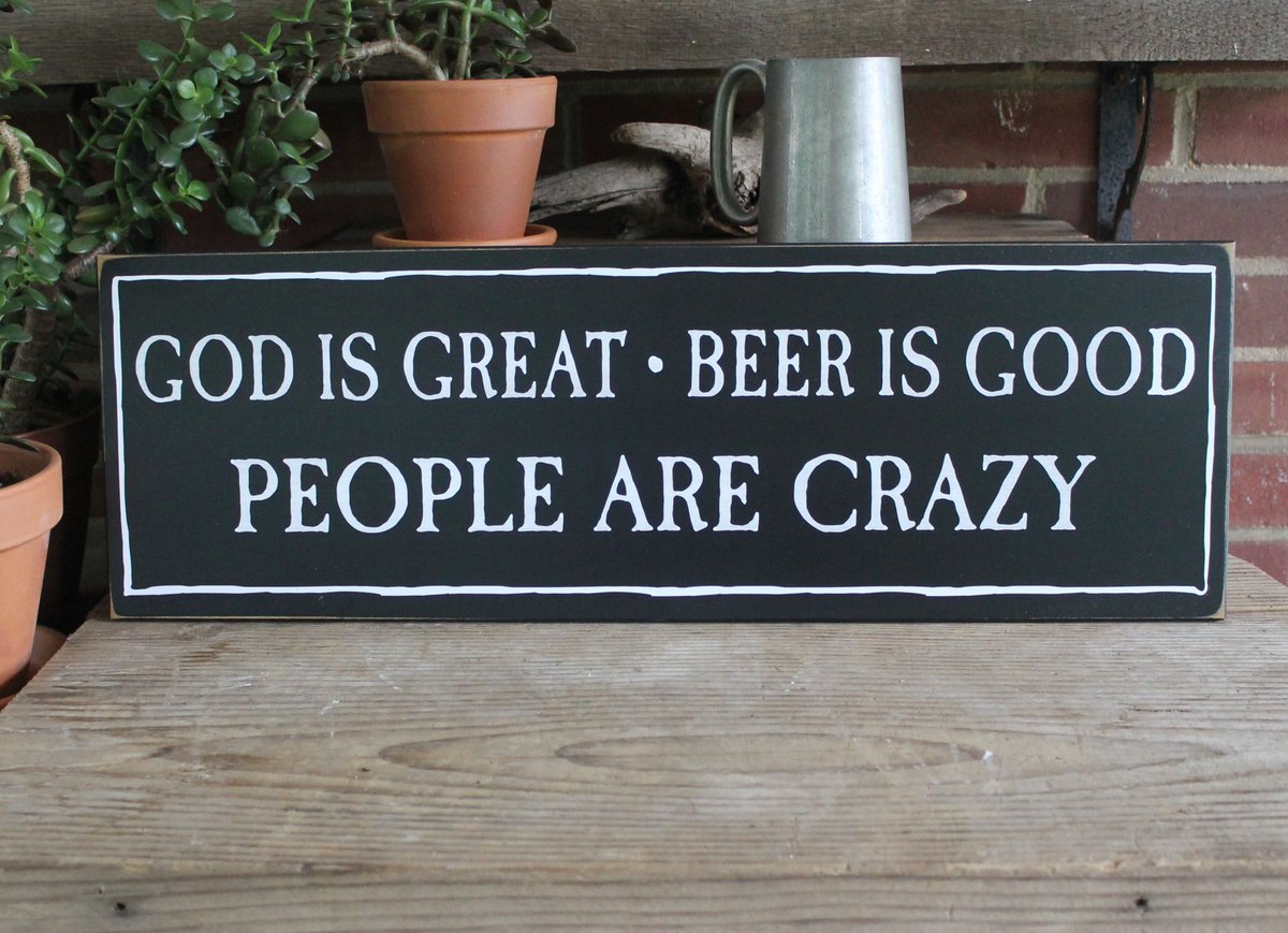 CountryWorkshp's tweet photo. #GodisGreat #BeerisGood #PeopleareCrazy #homebar #smilett23 Wood Sign Handcrafted https://t.co/Yv8srlCAPV via @Etsy https://t.co/kQqU1tqHyb