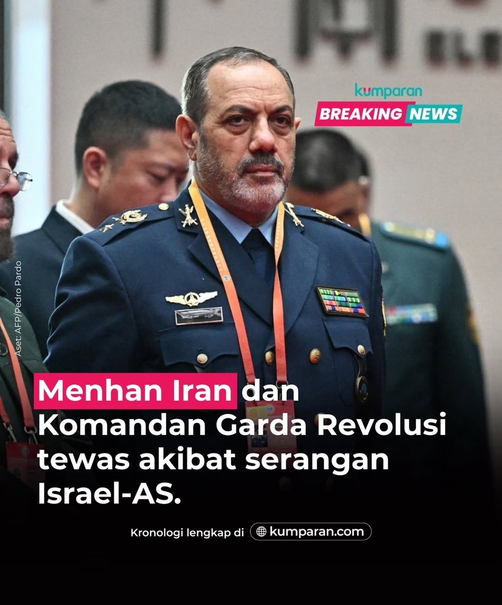 yaniarsim's tweet photo. Innalillahi..
Menhan Iran &amp; Komandan Garda Revolusi Iran, tewas akibat serangan israel-AS.
40 siswi SD juga tewas 😭😭 https://t.co/anvRH8r7DJ