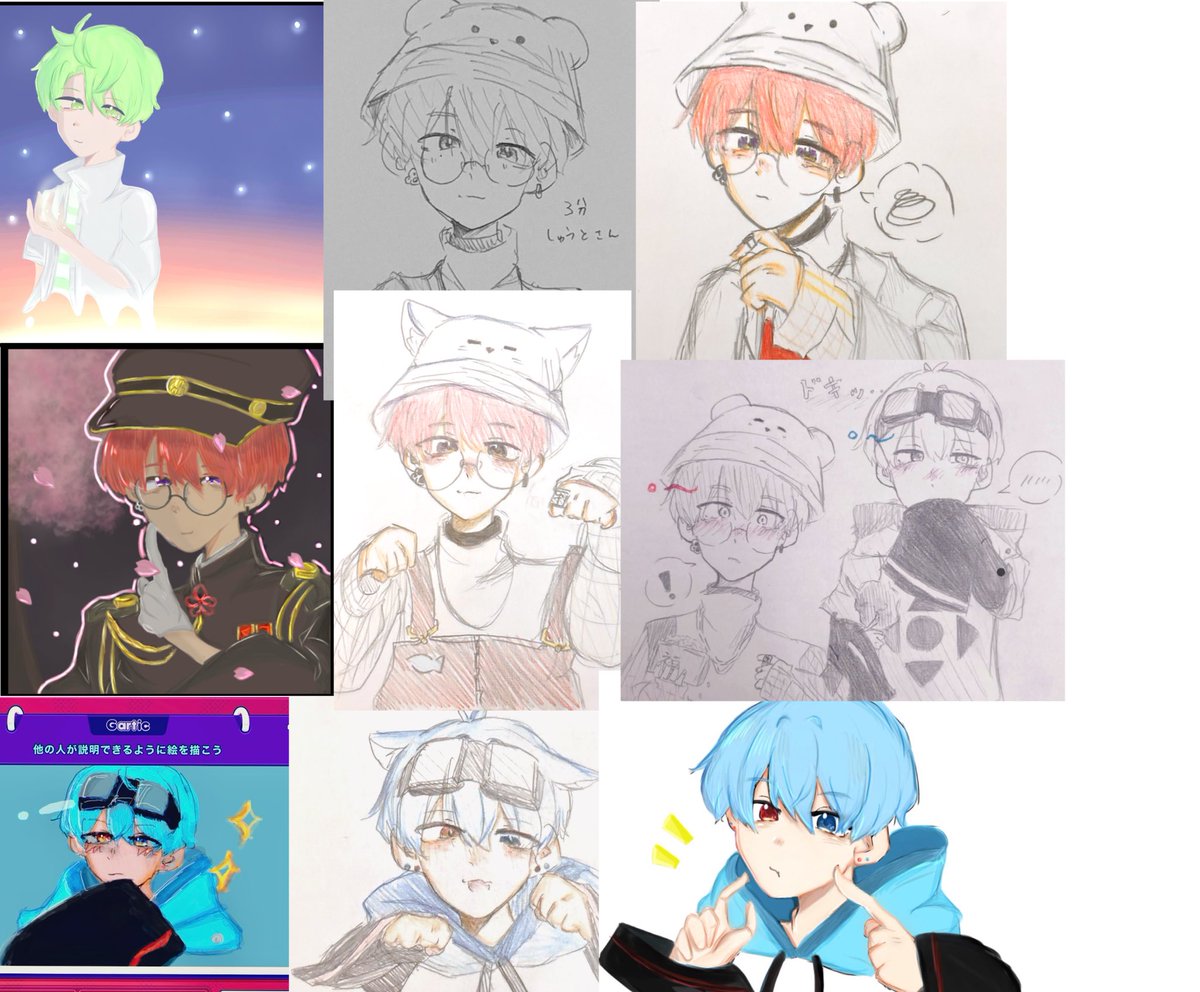 今月描いた絵を晒そう 多くねうち((ほぼ落書き😖💭