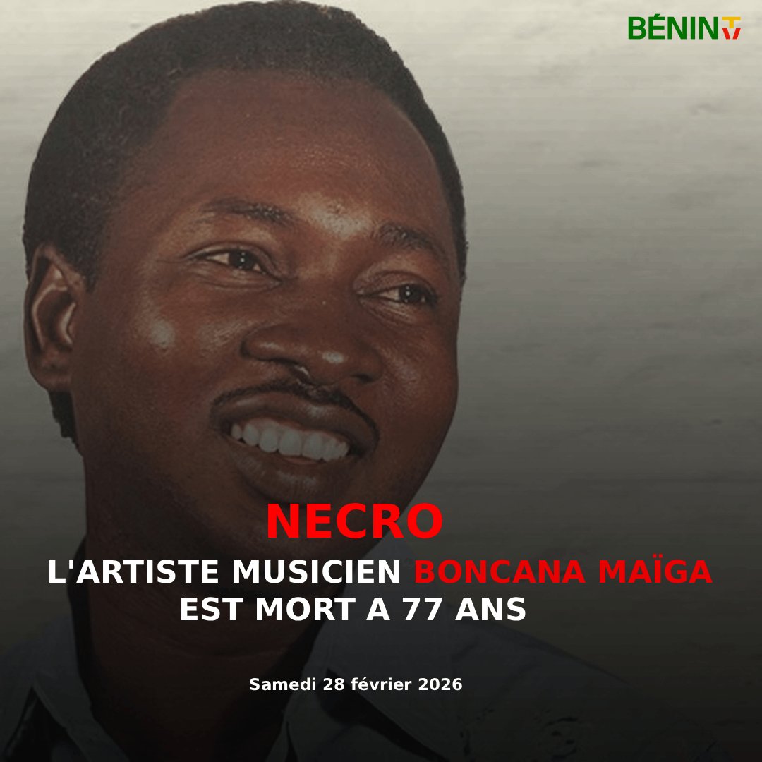 benintvsrtb's tweet photo. #necro
Le musicien malien Boncana Maïga a définitivement rangé sa flûte. L’auteur du célèbre titre Merietou est décédé ce samedi 28 février à Bamako, au #Mali.

#Boncanamaiga #africando #srtbinfo #BeninTV https://t.co/4zzLYlUtjp