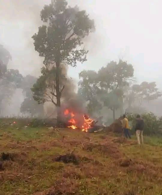 Chopper crashes in Chepkiep near Tabolwa Forest,Mosop Nandi County, occupants feared dead.