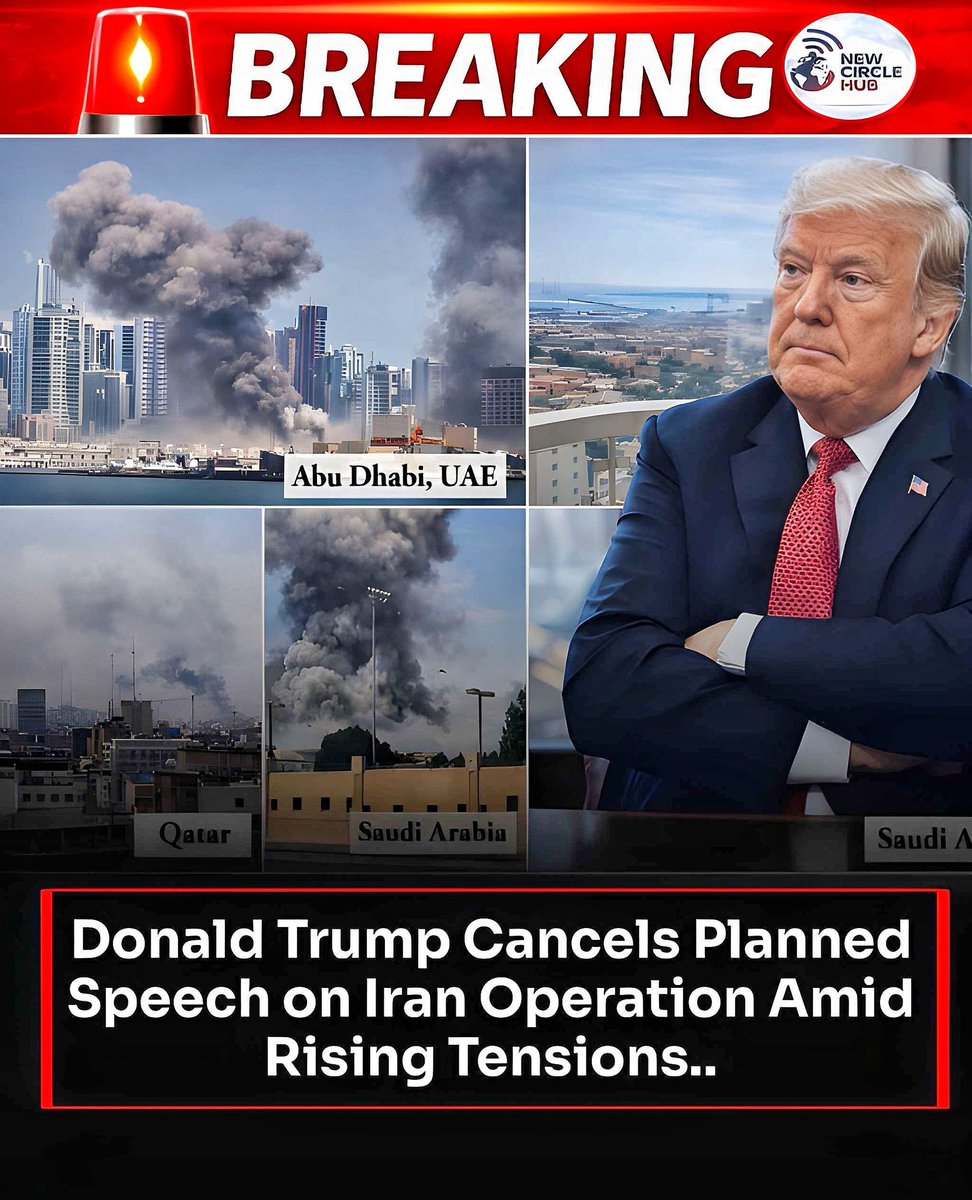 PINTUJATAVasp's tweet photo. Donald Trump Cancels Planned Speech on Iran Operation Amid Rising Tensions
#BreakingNews
#DonaldTrump https://t.co/ZEEs2B2v27