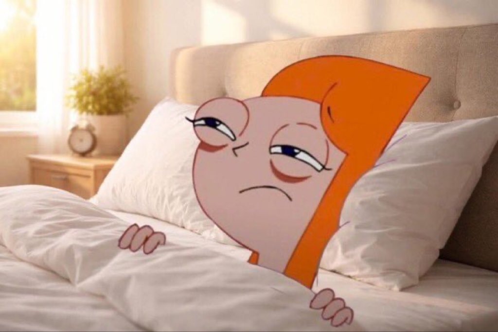 Às vezes me atraso porque fico deitada na cama assim por muito tempo.
