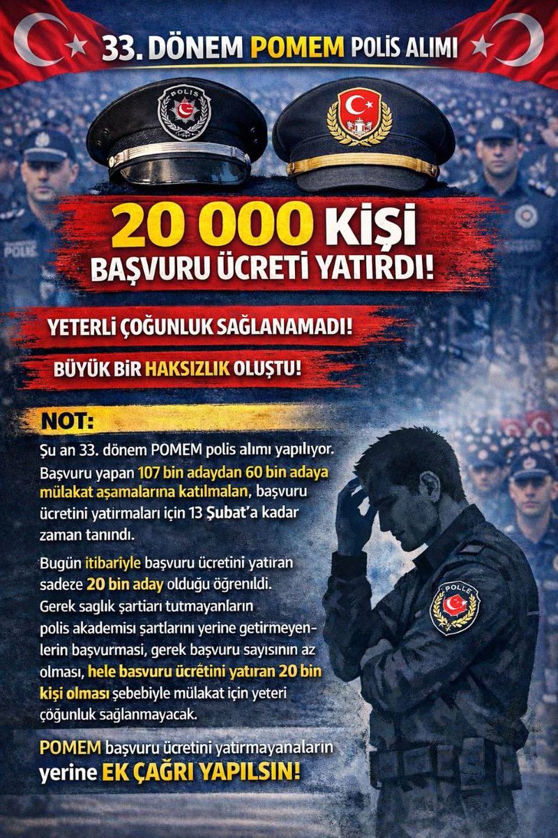 POMEM başvuru ücretini yatırmayanların yerine ek çağrı yapılsın. 

<a href="/tcbestepe/">T.C. Cumhurbaşkanlığı</a> <a href="/Tc_icisleri/">T.C. İçişleri Bakanlığı</a> <a href="/mustafaciftcitr/">Mustafa ÇİFTÇİ</a> <a href="/turanbulent/">Bülent TURAN</a> <a href="/kubrayigitbasi/">Doç. Dr. Kübra Güran Yiğitbaşı</a> <a href="/valialicelik/">Ali Çelik</a>