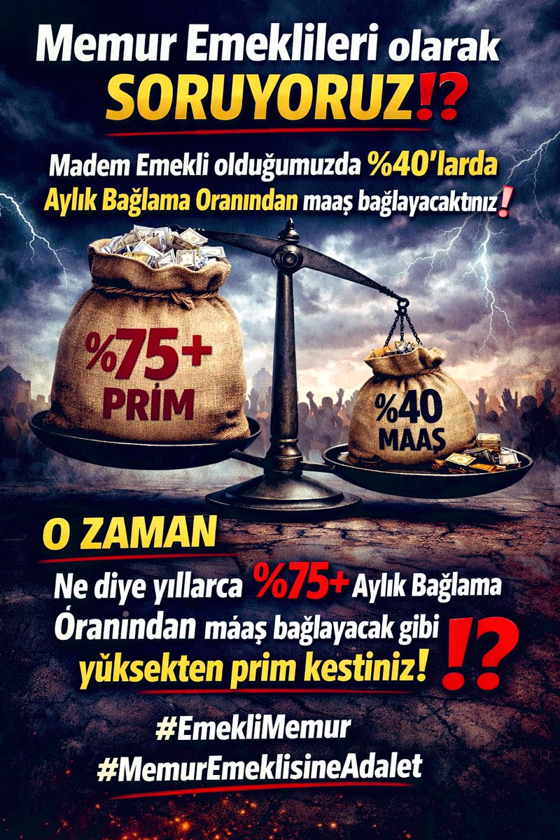 hila73551's tweet photo. Yıllarca çalıştığımız hizmeti, yatırdığımız primleri,emeklerimizi mahvettiler. Hukuksuzca KHK ile seyyanen zam hakkımızı elimizden alıp,#EmekliMemur u en düşük maaşa yaklaştırdılar.
@RTErdogan 
@tcbestepe 
@Akparti 
@MHP_Bilgi 
@eczozgurozel
@herkesicinCHP
#MemurEmeklisineAdalet https://t.co/Me3RWyxzKZ