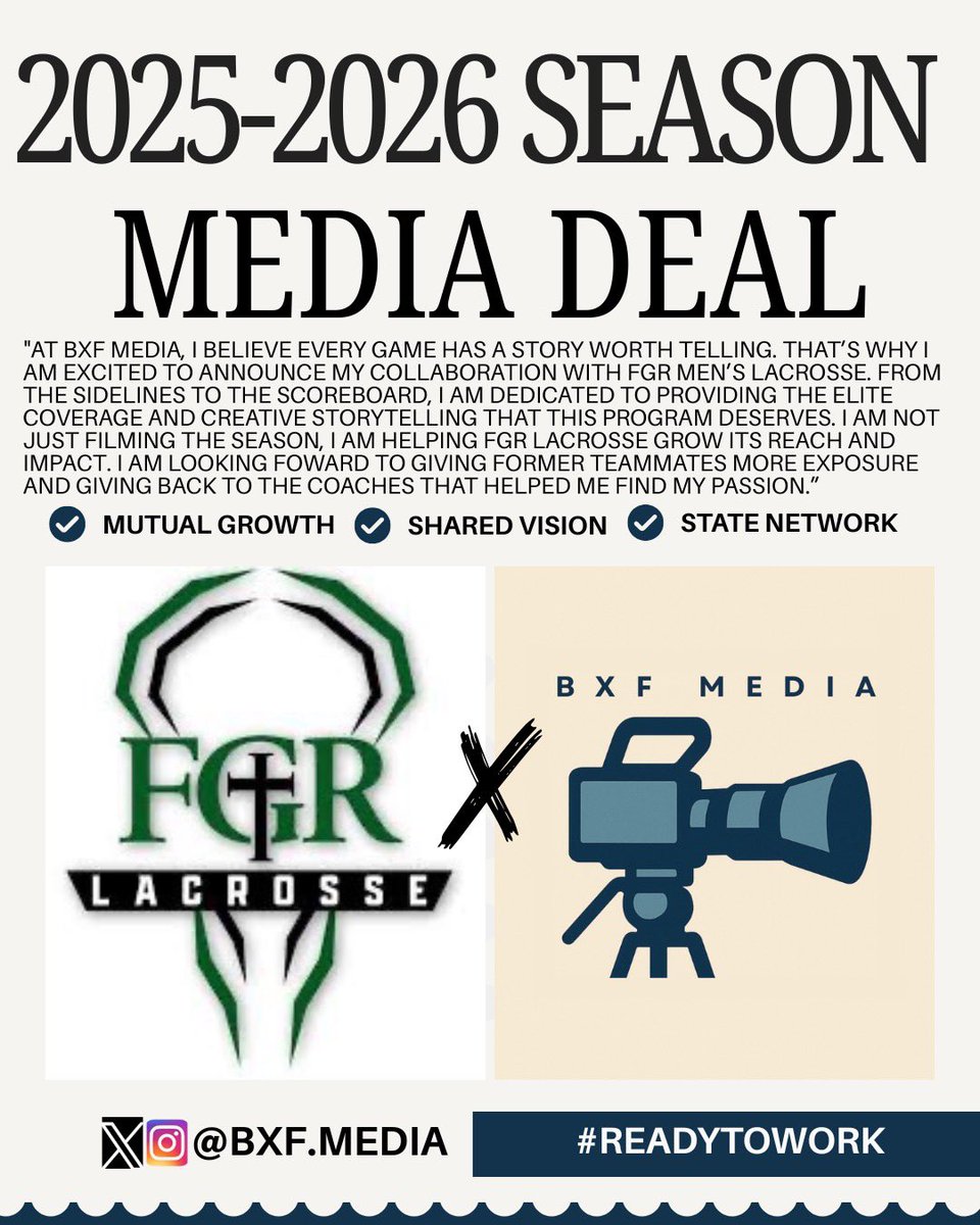BxfMedia's tweet photo. Big things happening in Ann Arbor! 📍

BXF Media x FGR Men’s Lacrosse are officially locked in for the 2025-2026 season. This isn’t just a partnership, it’s about giving these athletes the spotlight they’ve earned. https://t.co/rmTVqOVJjD