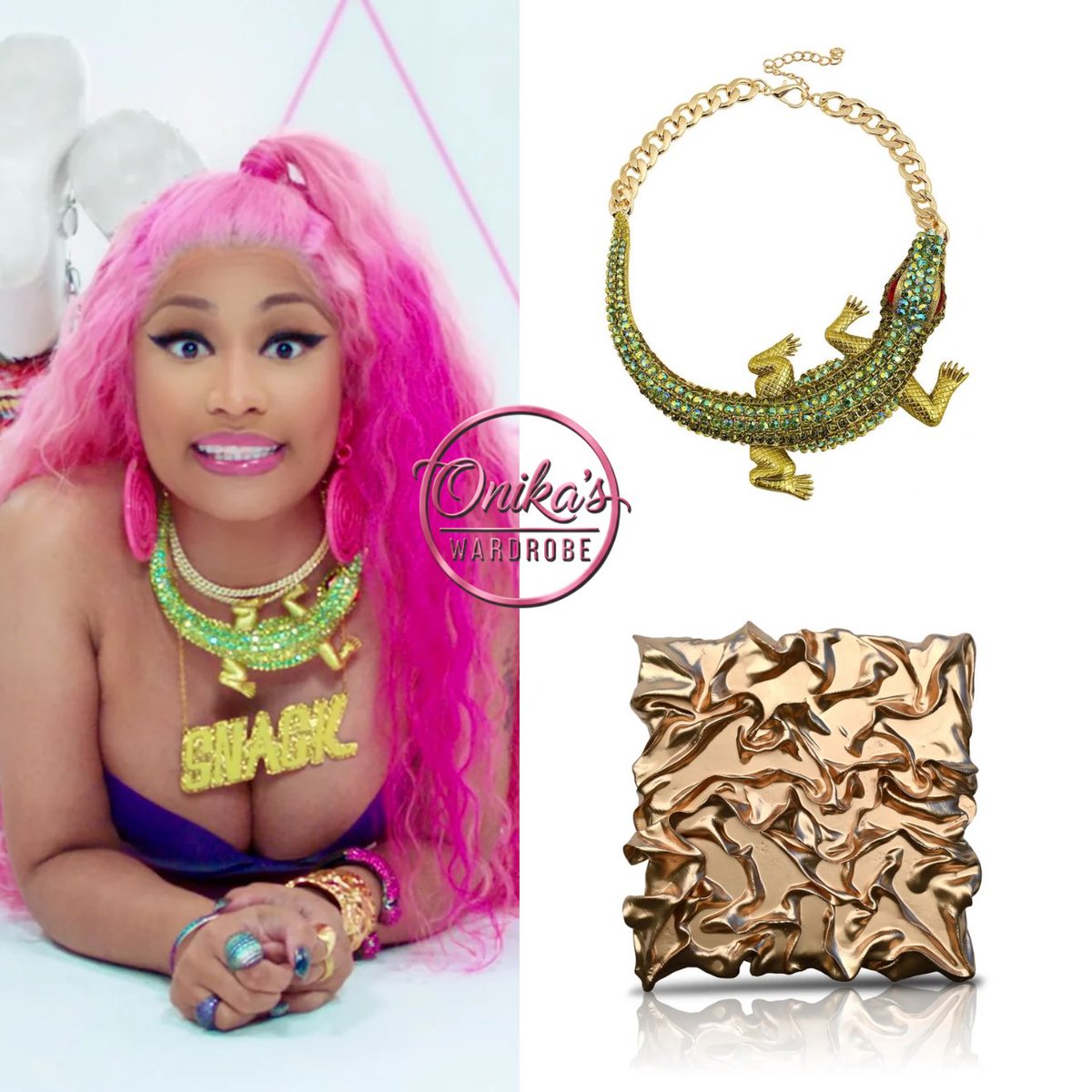 onikaswardrobe's tweet photo. Good Form (2018)
Nicki Minaj wearing Kae West snack nameplate ($35) x Moschino earrings (sold out)+ Le Ciel Design necklace& Dโoro Barandino cuff
#nickiminaj #fashion #style
#nm4 #barbie #moschino
#kaewest #goodform https://t.co/gc4kBgSecZ