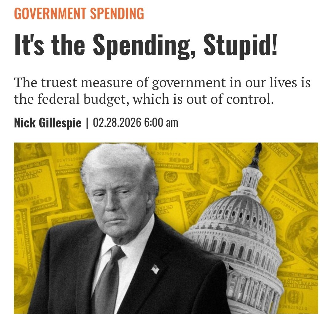 <a href="/USCBO/">U.S. CBO</a> estimated federal spending for 2026 at $7.4 trillion--and that was before war with Iran. Unsustainable and indefensible. New from me at <a href="/reason/">reason</a>