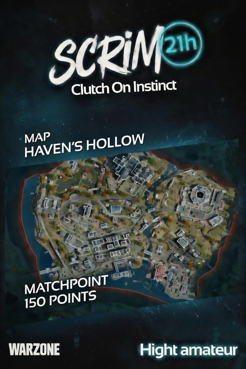 ClutchOInstinct's tweet photo. #COI SCRIM #1

📅 Samedi, 28 Février
⏰ 21H00 / 9:00 PM (Paris time)
👥 Trios (3 players per team)
🎮 **Matchpoint 150pts **- Resurgence - Haven's Hollow
🔢 Up to 16 teams
💸 Free Entry 
🌐 EU Host

**👉 Inscriptions ouvertes ** 
https://t.co/cVU9zvyYKP https://t.co/Ln97CovUlG