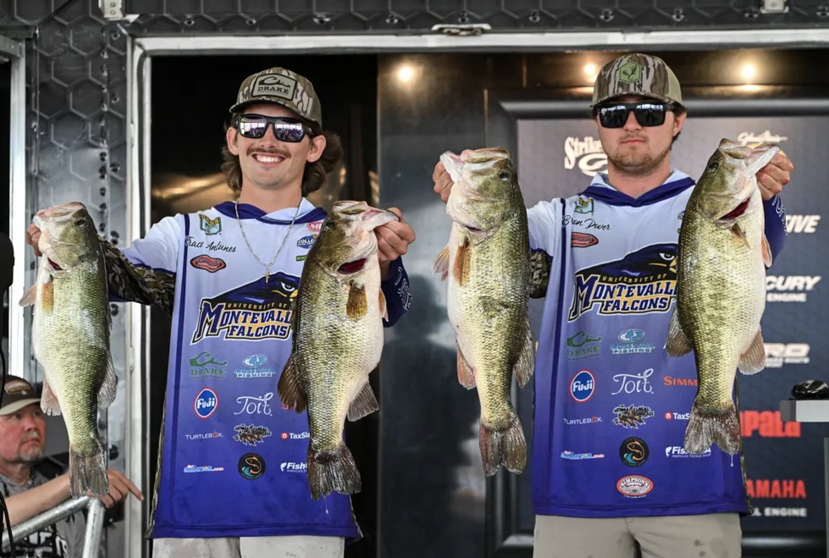 outdoorsmencom's tweet image. University of Montevallo’s Garrett Ring and Trace Antunes secured their second College Series win of the season at Sam Rayburn Reservoir with an impressive two-day total of 53 pounds, 6 ounces! 💪🎣

-
-
-
#collegefishing #bassfishing #angler #bassmaster