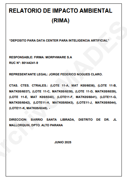 onchain_mike's tweet photo. I've just found a report in the depths of the internet (from june 2025) on environmental impact of a 1900m2 AI Data center in the small city called Doctor Juan León Mallorquín in Paraguay

Here are some details:

- Total land area: 5,290 m²
- Built area: 1,907 m²
- BLOCKWARE S.A. is the environmental partner
- MORPHWARE S.A. will house the data center and artificial intelligence equipment, and hydro cooling systems.

Below the data from the report and approximate location of the plot.

Idk if this is something that is being built or has been dropped out but that it shows (for those who are doubting) that @MorphwareAI is grinding.

and there's more...

$XMW