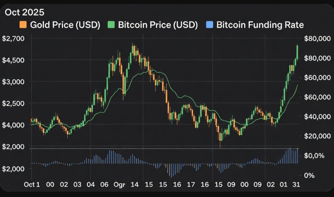 SystemMargin_Pl's tweet photo. Złoto i srebro to stabilniejsze aktywa, gdy rynki wariują. Bitcoin to wysokie ryzyko, krótkoterminowe ruchy zależą od płynności i nastrojów. Ustal konkretne poziomy kupna i sprzedaży i trzymaj się planu, nie emocji. Jaki jest Twój aktualny kluczowy poziom dla złota? #RiskFirst https://t.co/BLae4Qb4a9
