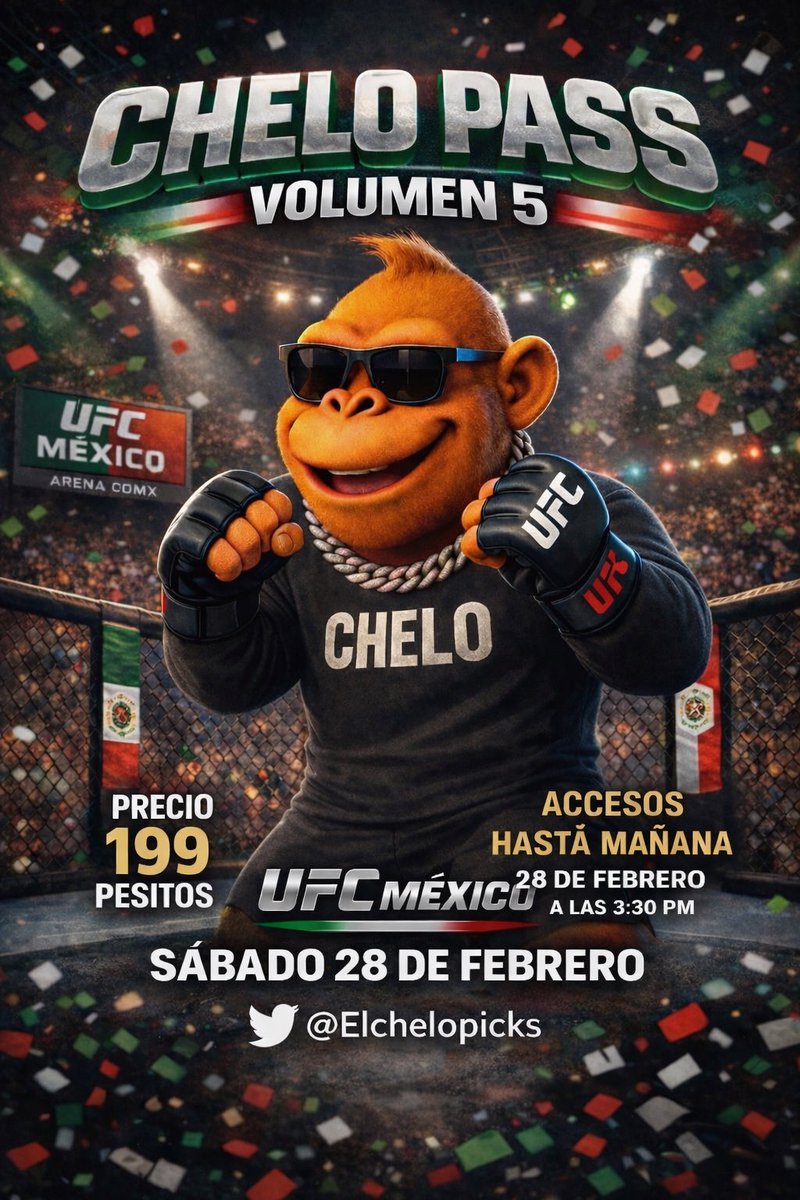 Hoy tenemos CHELOPASS volumen 5 gente 🥊🔐

Vamos a tener toda la cartelera de #UFCMexico 🫡🔥🔥

• Stake 100 💣
• 1 LOCK DEL DÍA 🔐
•2 Stake 10 💵

🚨199 pesitos 💰

INFO AL DM 👀

⏰ cierro cupos 3:30 PM

📊 Récord 3✅ -1 ❌ en Lock de venta en MMA 🥊 asi que jálense 🔥🫡