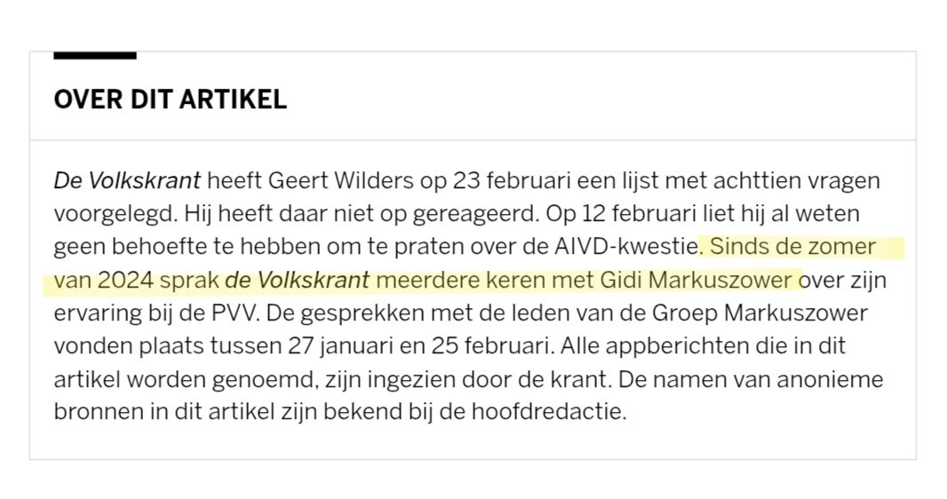 De VERRADER van Wilders en de PVV, Gidi Markuszower, was al vanaf 2024 bezig met zijn VERRAAD. Toen sprak hij al met de VOLKSVERRADERSKRANT. Markuszower is dus al jarenlang een VERRADER!

Had ik al VERRADER gezegd?
#VolksverraderMarkuszower