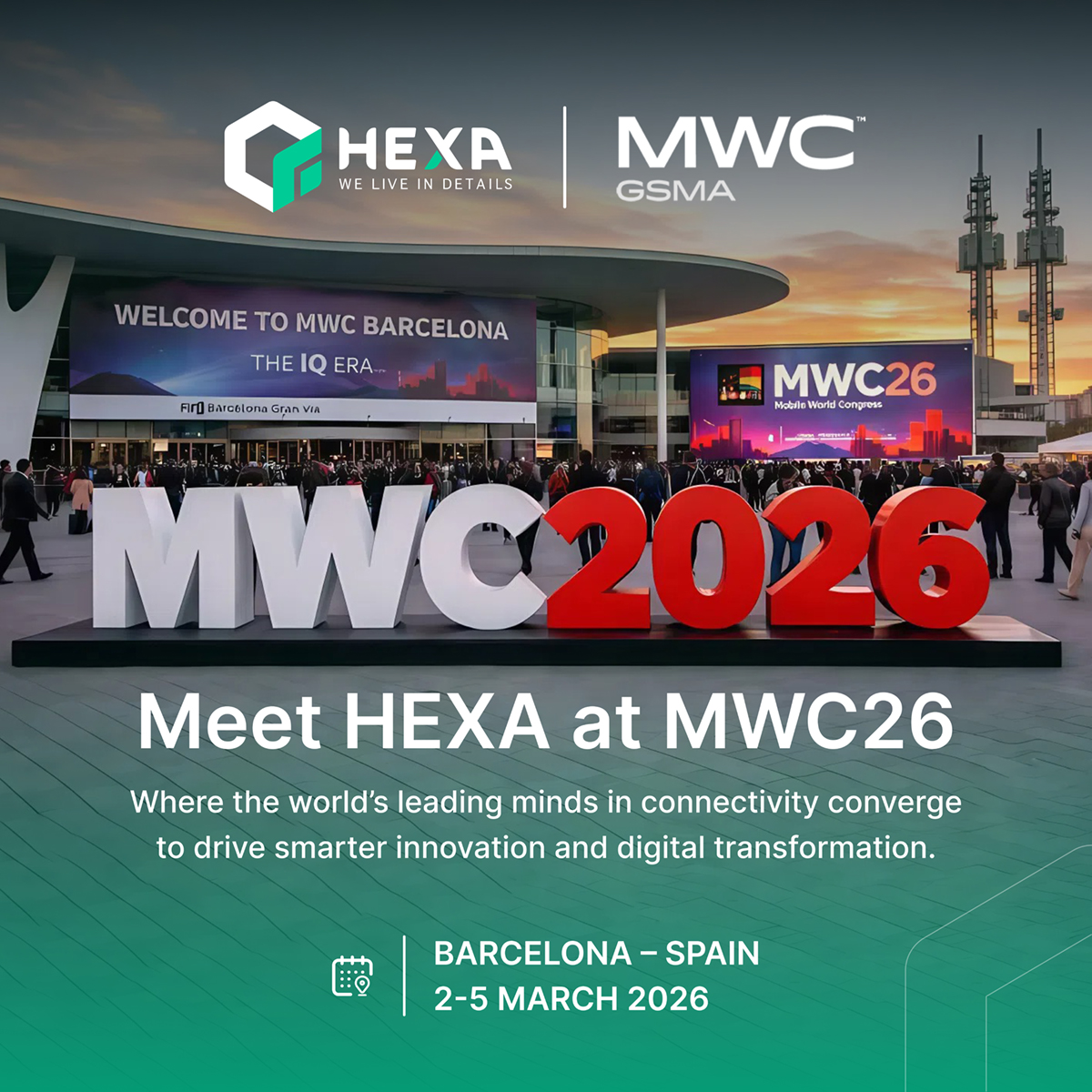 HexaCIT's tweet photo. Hexa is heading to #MWCBarcelona2026 🇪🇸
We’ll be showcasing our tech services, promoting our innovative projects, and building global partnerships to drive international expansion.
#Barcelona #MWC26 #Startups https://t.co/swLQzLFT3P