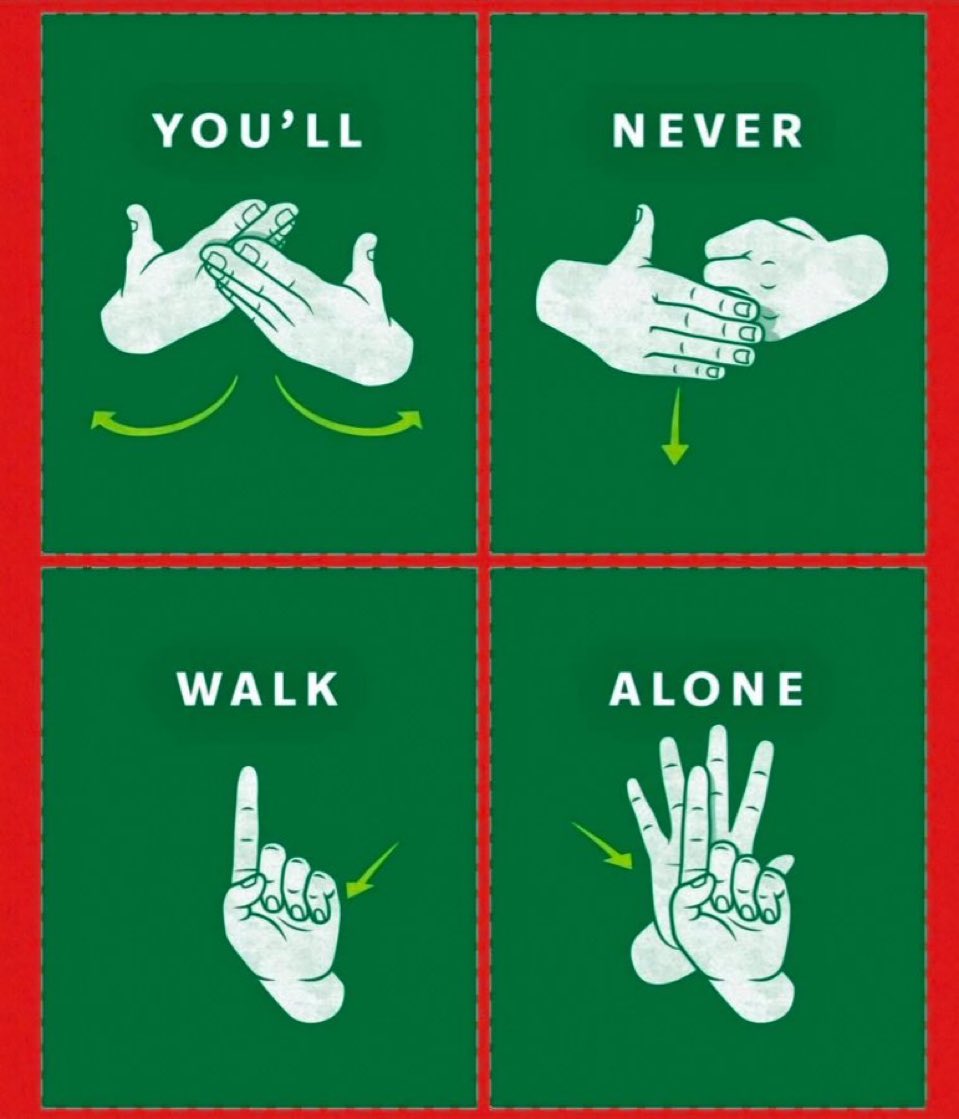 YNWA 

Hoy se hace también para las personas sordomudas en lenguaje de signos.

Un precioso gesto. ♥️