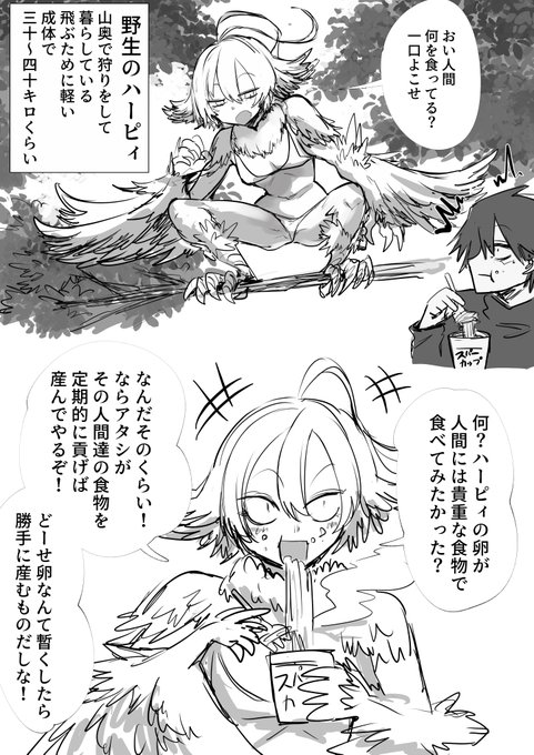 どかぐいハーピィ
最近甘やかされて堕落する人外が自分の中の流行り 