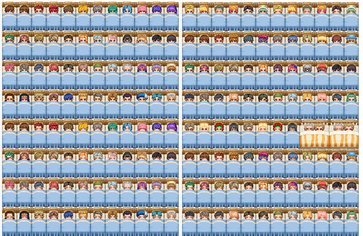 mo_mo0083's tweet photo. 『布団に入ったActor　Peopleたち　開眼　閉眼』

エタナラ庫 https://t.co/93Y3XstASu 
 #RPGツクールMZ #RPGツクールMV #rpgmaker 
 #ツイタチアセットデー

ファンタジー　現代物のActor　People
眼を開けてる、閉じてる https://t.co/JRLEXAewaV