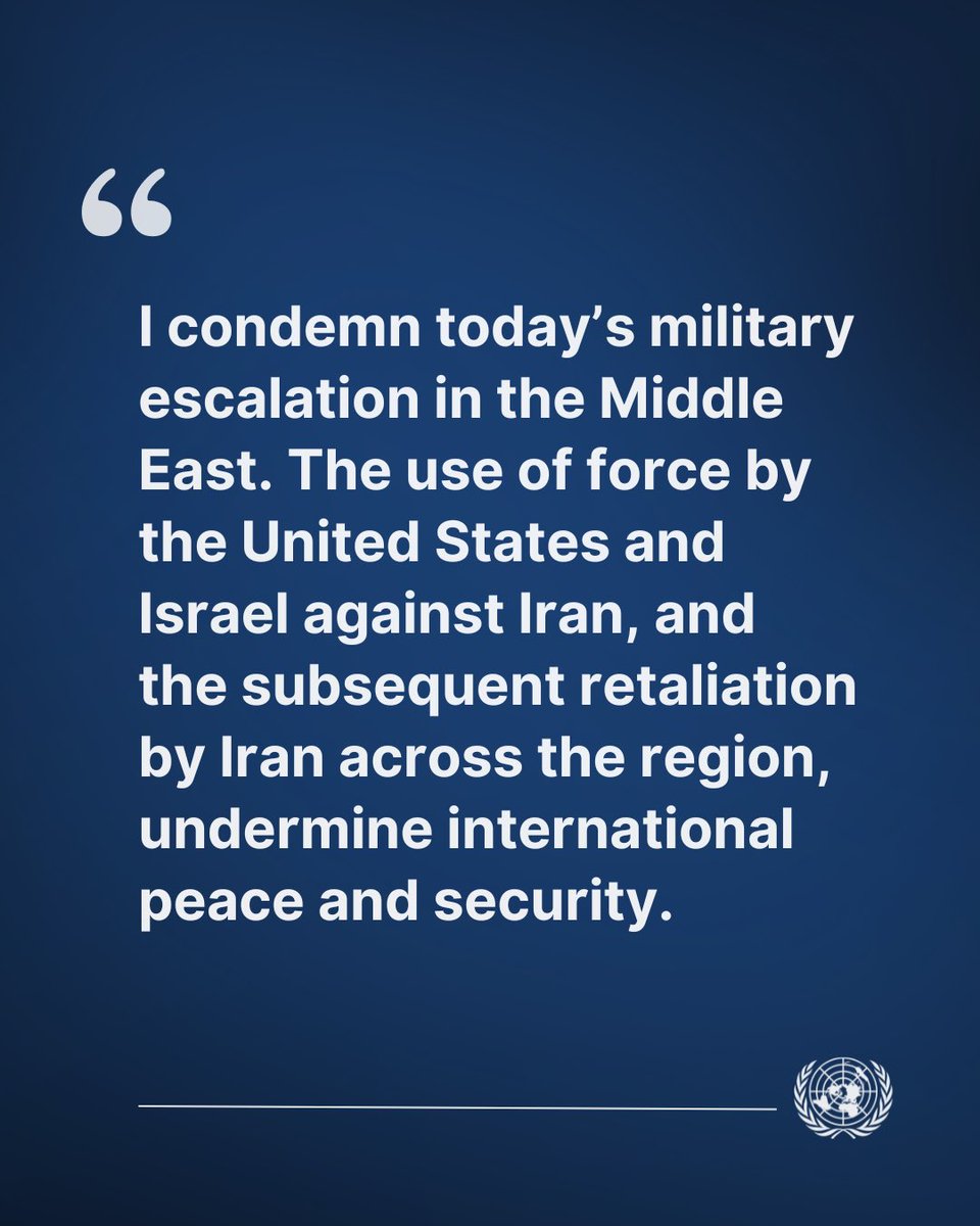 WNewsRankX's tweet photo. UN Statement on iran - israel war
#UnitedNations #UNStatement #UNSC #GlobalPeace #Diplomacy #InternationalLaw #Ceasefire #DeEscalation #PeaceTalks https://t.co/9hIhs6fSFV