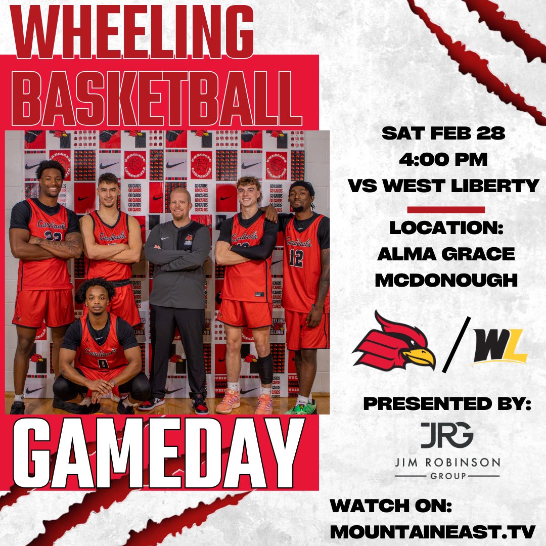 WU_MBB's tweet photo. 🚨Home Gameday!
The Battle For Wheeling.
🆚 West Liberty
📍 Alma Grace McDonough
⏳ Feb 28, 4:00 pm
📺 https://t.co/HYg8KrG9ki
#TheWheelingWay | #WheelU 🔴⚫️ https://t.co/snF9VwWs9p