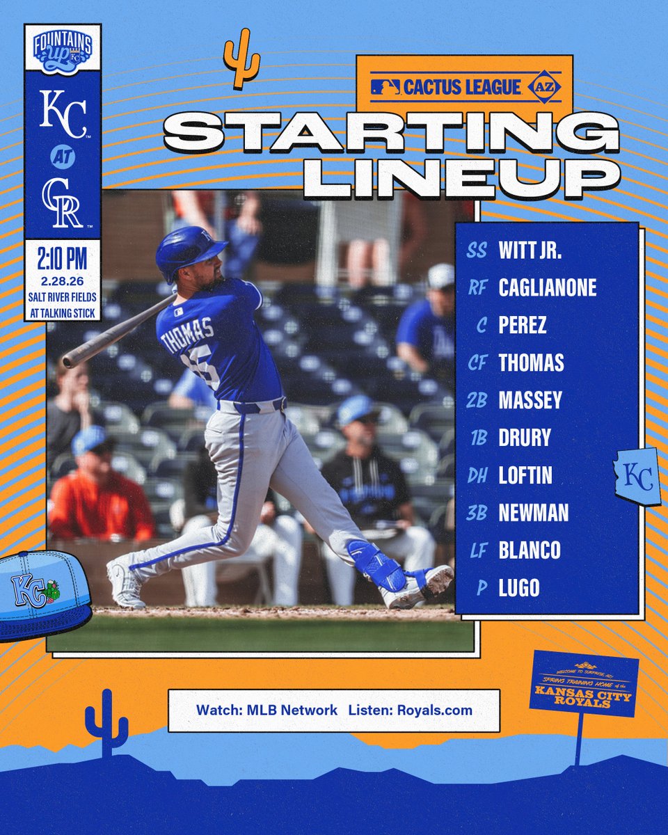 Back in Scottsdale taking on the Rockies.
A broadcast of today's game will be available in the Kansas City area on MLB Network.