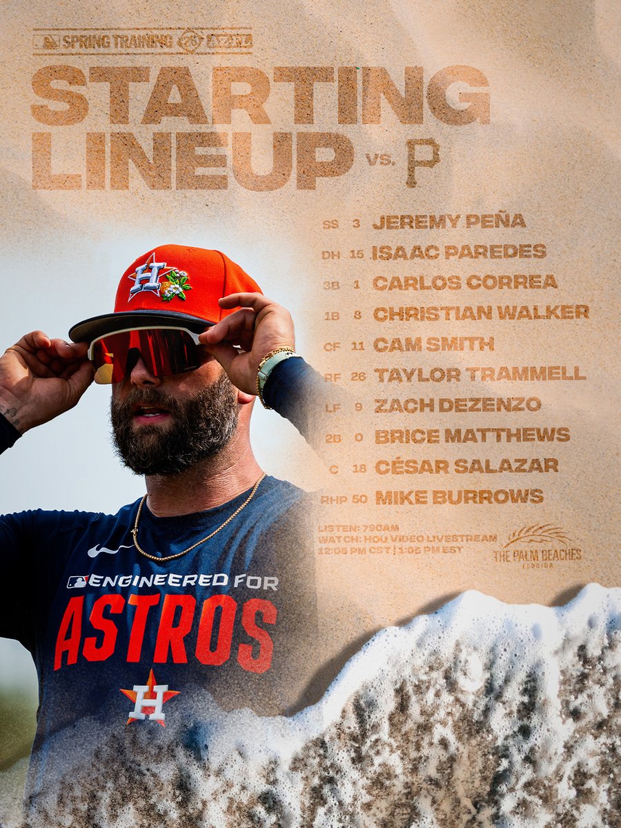 Saturday Starters.
⚾️: 12:05pm CST | 1:05pm EST
📺: HOU Video Livestream
🎙️: @SportsTalk790
#ChaseTheFight x @PalmBeachesFL